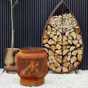 Image of Tall Buttermere Basket Outdoor Fire Pit Rust