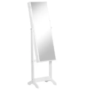 image of Homcom Freestanding Jewellery Cabinet Mirror Lockable Organiser White