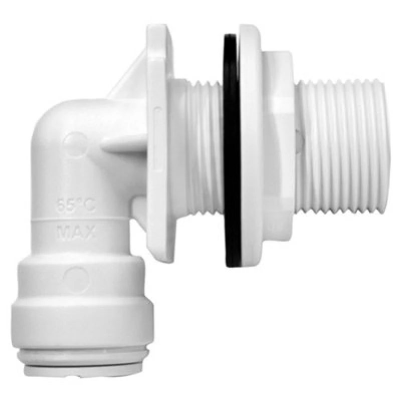 Image of John Guest Bulkhead Elbow 15mm x 3/4" White