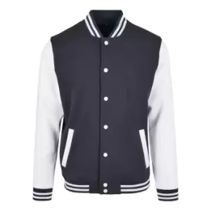 Image of Build Your Brand Mens Basic College Jacket (3XL) (Navy/White)