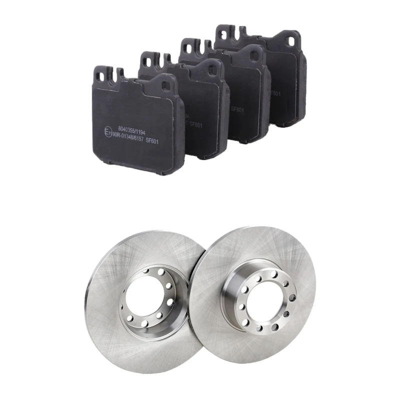 Image of RIDEX 3405B2523 Brake disc and pads set Front Axle, Brake Disc Type: Solid, excl. wear warning contact Brake Set,disc brakes (3405)