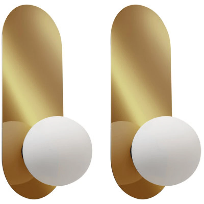 Image of Beliani Set Of 2 Wall Lamps Leisi Gold