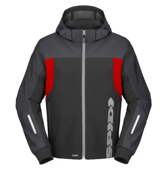 Image of Spidi H2Out II Hoodie Black Anthracite Fluo Red Size S