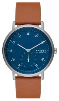 image of Skagen SKW6888 Kuppel (44mm) Blue Dial / Brown Leather Strap Watch