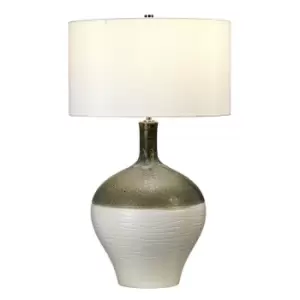 Image of Table Lamp Cream Shade Green Turquoise And Gold LED E27 60W Bulb