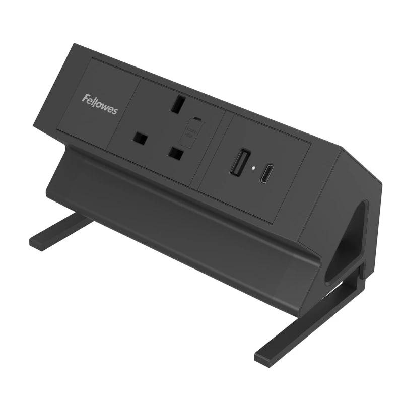 Image of FELLOWES Power Desk Extension Lead with USB 2 m, Black 043859806355