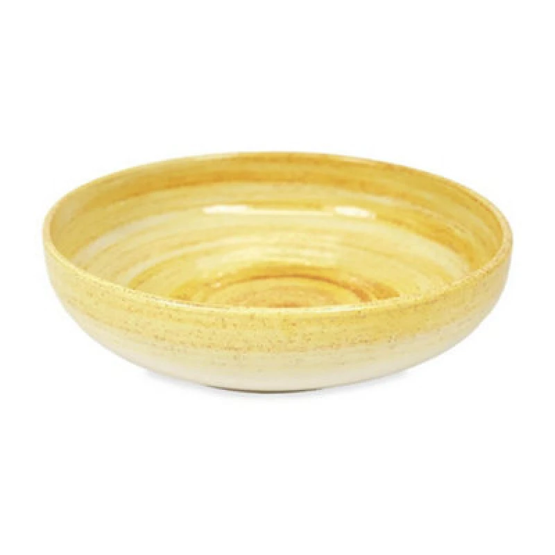 Image of Verano Spanish Ceramics Pastel Beach Hand Painted Kitchen Dining Table Large Bowl Orange 27Cm (Diam)