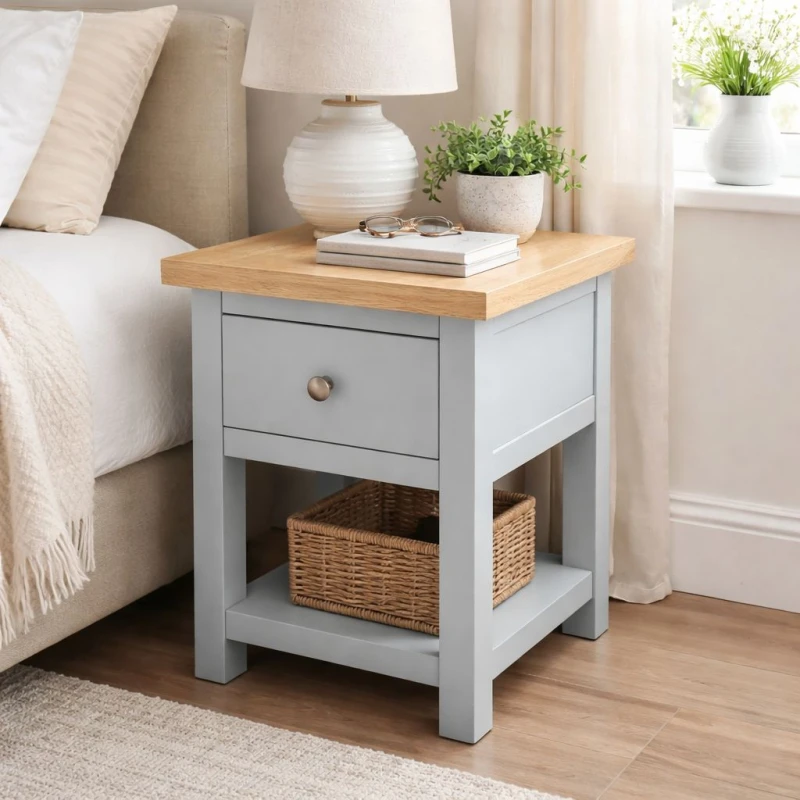 Image of FURNITURE ONE Bedside Table, Bedside Cabinet with Shelf & Drawer - FULLY ASSEMBLY in Blue Size: 1 Pack Blue Unisex 1 Pack
