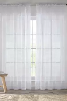 Image of Sheer Plain Woven Voile Slot Top Curtain Panel Pair