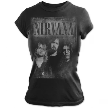 Image of Nirvana - Faded Faces Ladies Large T-Shirt - Black