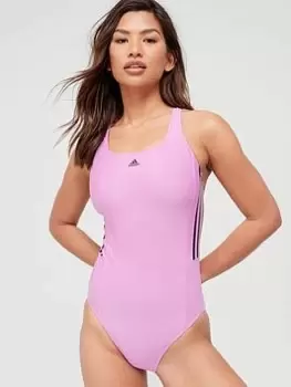 Image of adidas 3 Stripe Mid Swimsuit - Lilac Size 42, Women