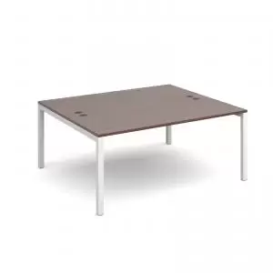 Image of Connex back to back desks 1600mm x 1600mm - white frame and walnut top