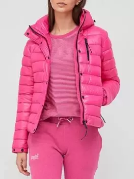 image of Superdry High Shine Fuji 2.0 Padded Jacket - Pink, Size 12, Women