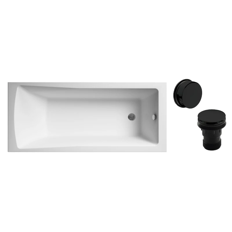 Image of Balterley Square Single Ended Bath and Black Waste 1700 x 700mm Black