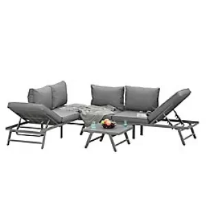 image of Outsunny Rattan Sofa Set 84B-557V70 Grey