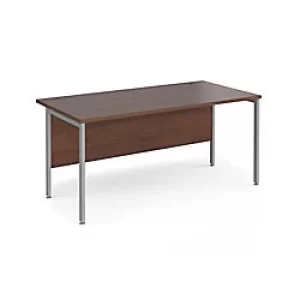 image of Rectangular Straight Desk Walnut Wood H-Frame Legs Silver Maestro 25 1600 x 800 x 725mm