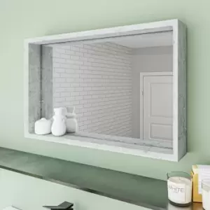 image of Rectangular Concrete Effect Bathroom Mirror 700 x 450mm - Arragon