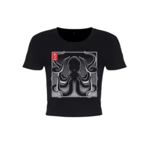 Image of Unorthodox Collective Womens/Ladies Oriental Octopus Crop Top (L) (Black/White)