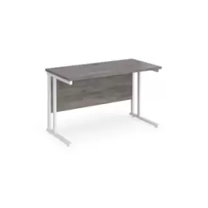 image of Maestro 25 straight desk 1200mm x 600mm - white cantilever leg frame and grey oak top