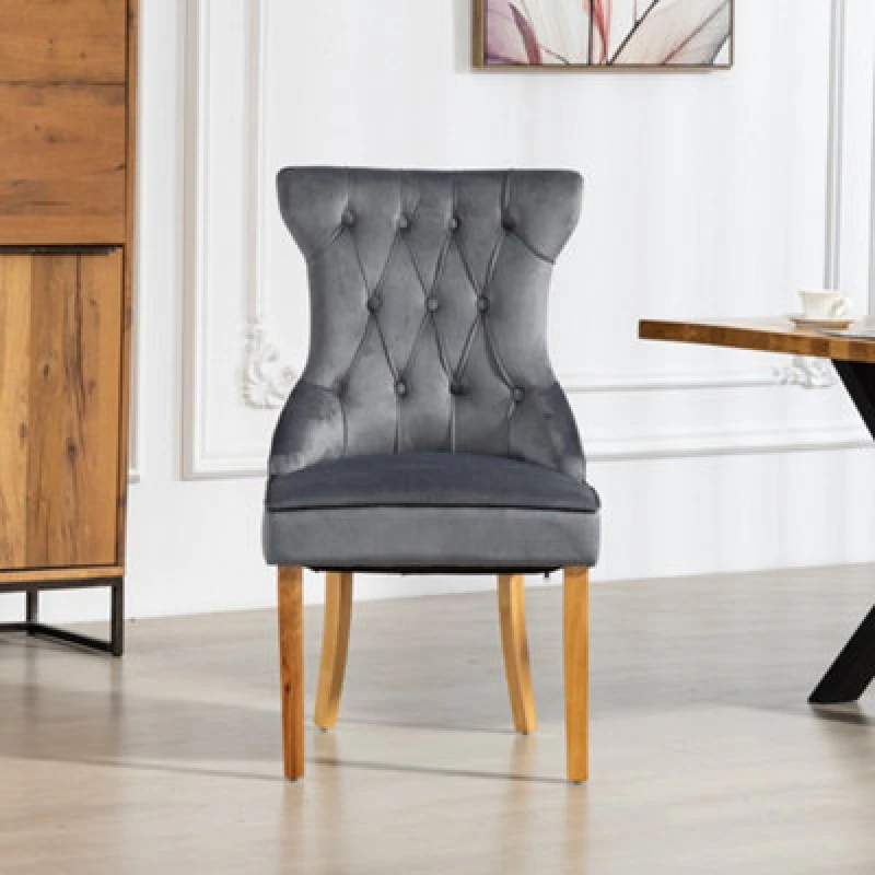 Image of Martina Velvet Fabric Dining Chairs - Set Of 2 - Grey