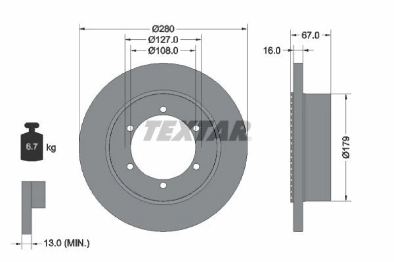 Image of Brake disc TEXTAR 92304003