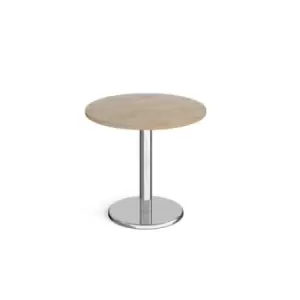 image of Pisa circular dining table with round chrome base 800mm - barcelona walnut