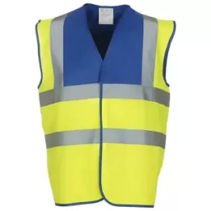 Image of Yoko Adults Unisex Two Tone Class 1 Reflective Jacket (2XL) (Royal/Hi-Vis Yellow) - Royal/Hi-Vis Yellow
