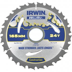 Image of Irwin Weldtec Construction Saw Blade 165mm 24T 30mm