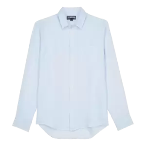 Image of Men Linen Shirt Solid - Caroubis - Blue - Size XXL - Vilebrequin