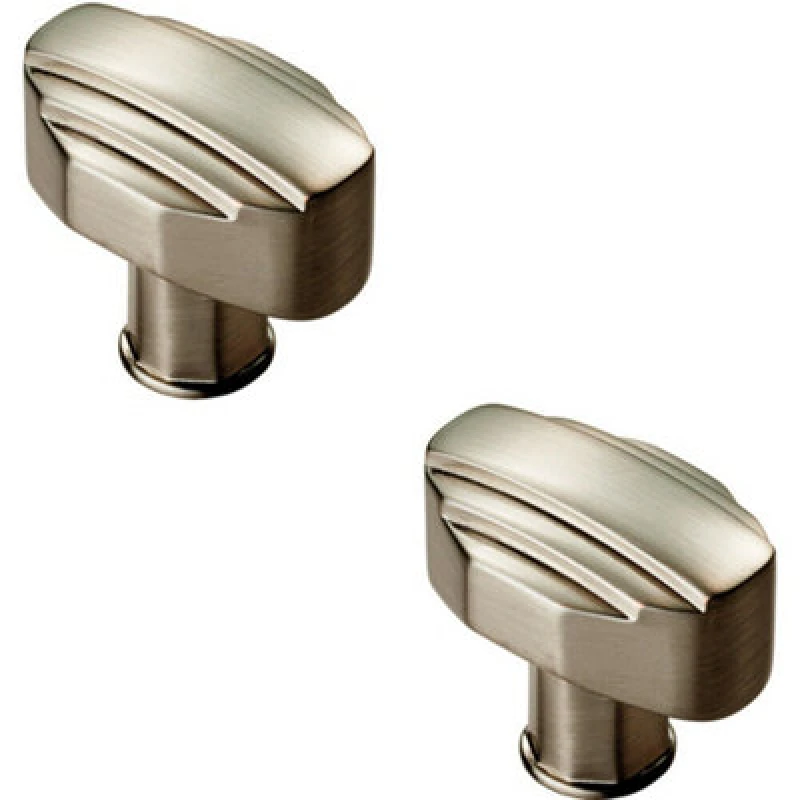 Image of Loops 2x Square Cabinet Door Knob Geometric Design 30 x 20mm Satin Nickel Metallics unisex