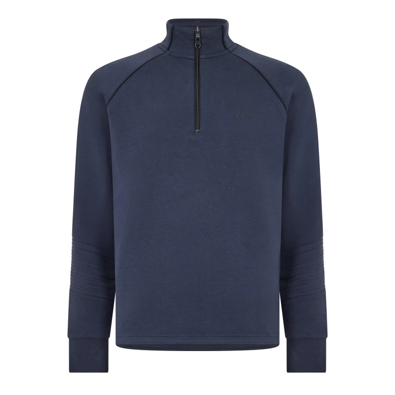 Image of Boss Mens Quarter Zip Sweatshirt Dark Blue male S
