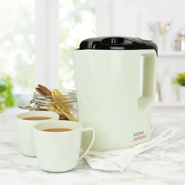 image of Travel Kettle 900ml Cream And Black 1000W - With 2 Mugs