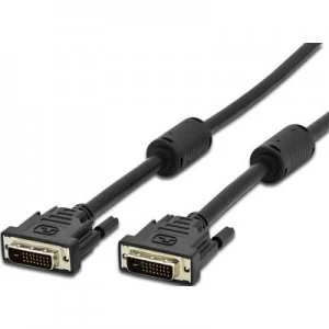 Image of Digitus DVI Cable 1m screwable, incl. ferrite core Black [1x DVI plug 25-pin - 1x DVI plug 25-pin]