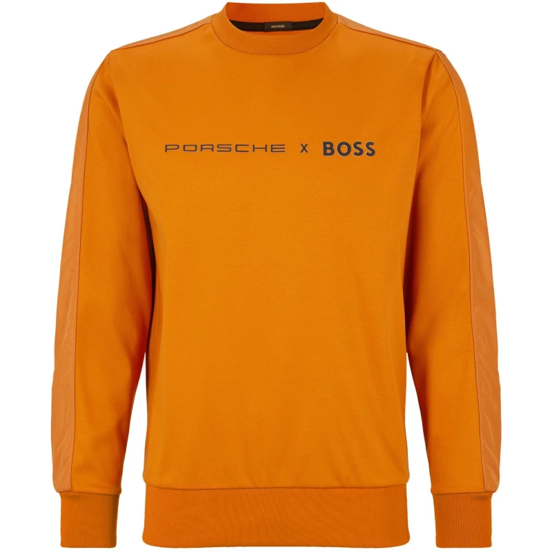 Image of Boss Mens Porsche Crew Sweatshirt Open Orange male 2XL