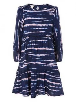 image of Monsoon Girls Tie Dye Woven Swing Dress - Navy, Size 3 Years, Women