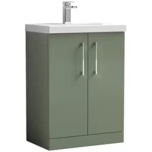 Nuie Arno Satin Green 600mm 2 Door Vanity Unit with 50mm Profile Basin - ARN803D - Satin Green