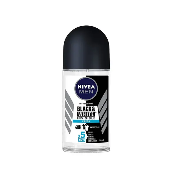 image of Nivea Black and White Invisible Roll On Deodorant 50ml