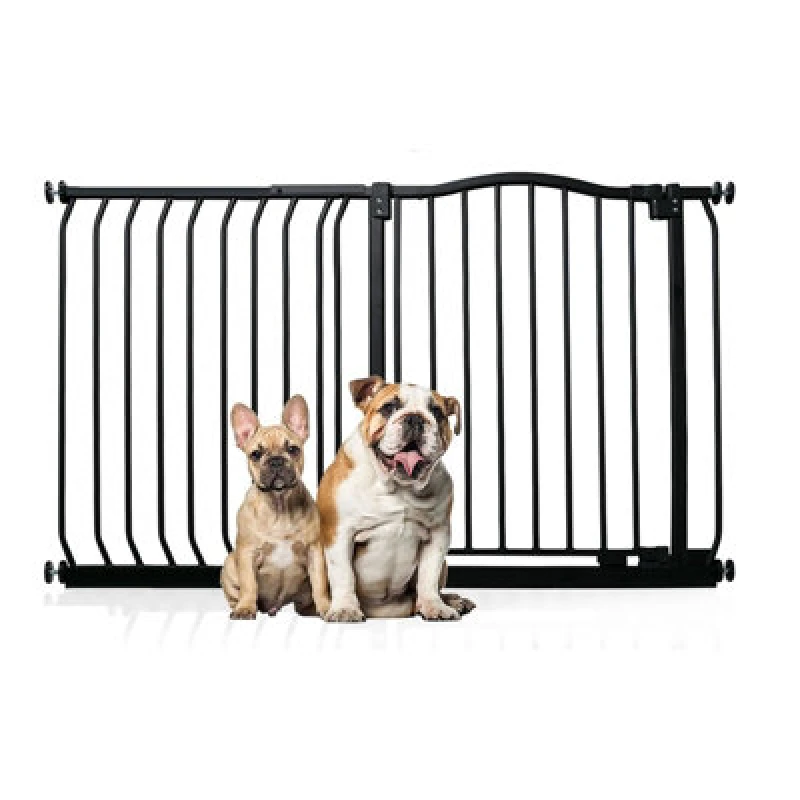 Image of Bettacare Curved Top Dog Gate, 125Cm - 134Cm, Matt Black, Pressure Fit Pet Gate For Dog And Puppy, Pet And Dog Barrier