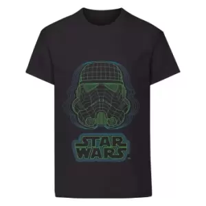 Image of Star Wars Boys Wireframe Stormtrooper Helmet T-Shirt (6-7 Years) (Black)