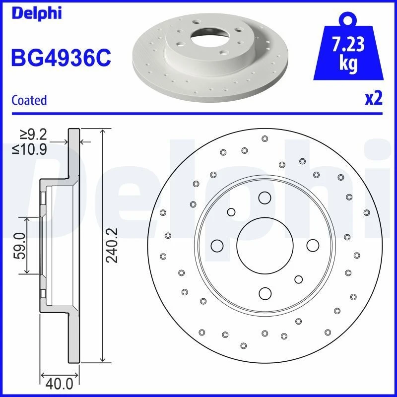 Image of DELPHI Brake disc DELPHI BG4936C