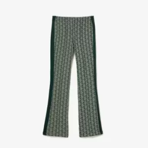 image of Womens Lacoste Monogram Print Trackpants Size 12 Green / Beige