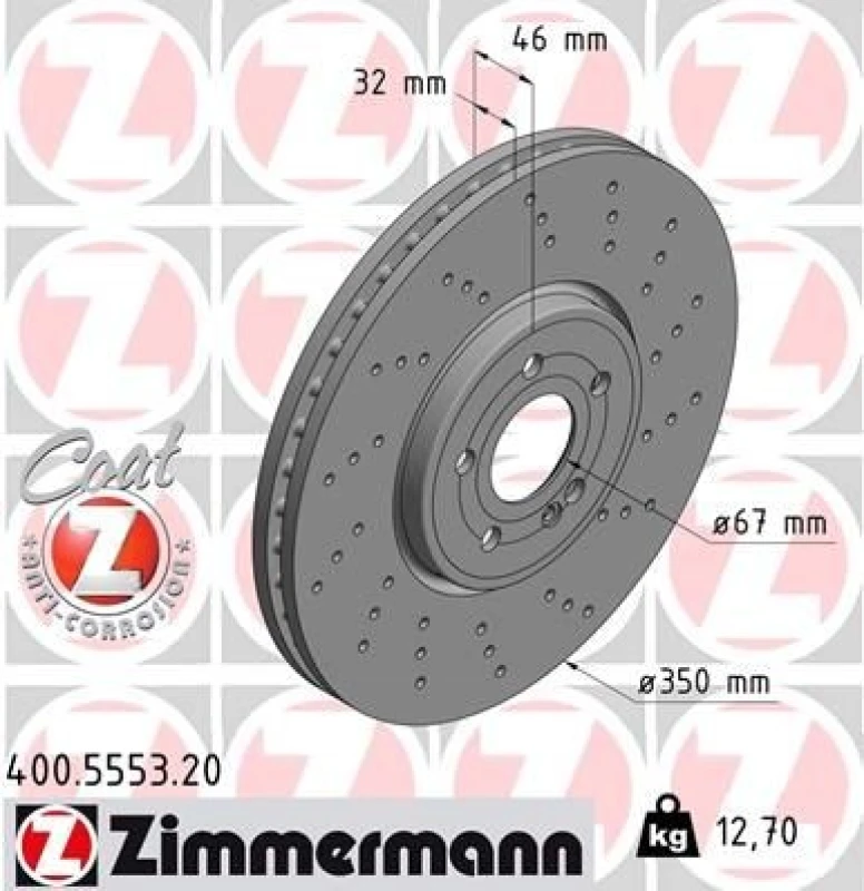 Image of ZIMMERMANN Brake disc ZIMMERMANN 400.5553.20