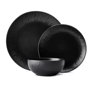 image of Jardin Midnight 12 Piece Stoneware Dinner Set, Black