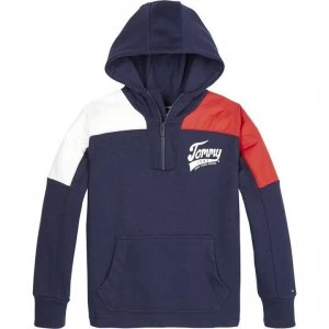 image of Tommy Hilfiger Tommy Block Half Zip Hoodie - Black Iris