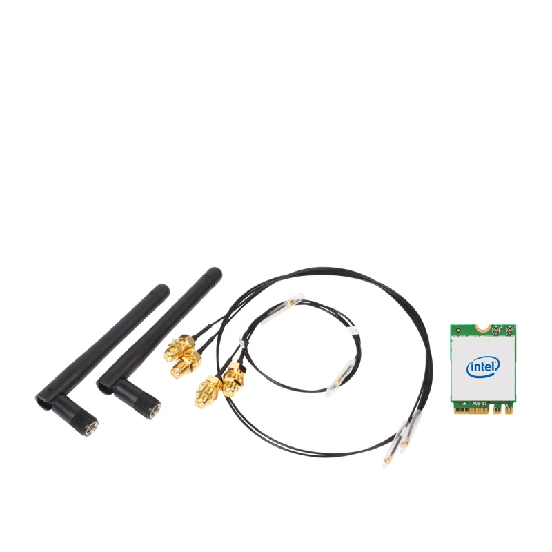Image of Shuttle WLN-M1 - Intel WLAN-ax/Bluetooth Combo Kit with M.2 card. cabl
