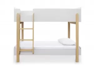 Image of LPD Hero 3ft Wooden White and Oak Bunk Bed Frame