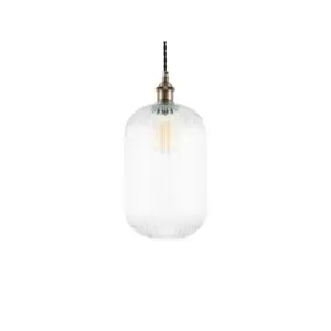 image of Clear Ribbed Glass Tall Pendant