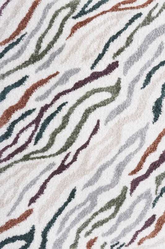 Image of THE RUGS Moodi Abstract Design Shaggy Soft High Pile Living Room Rug & Runner Size: 120cm x 170cm Multicolor Unisex 120cm x 170 cm