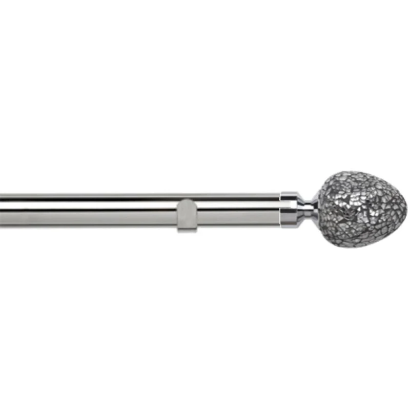 Image of New Edge Blinds 28mm Fixed Length Metal Eyelet Curtain Pole Set - Alexia Finial in Metallic Silver Size: 170cm Metallic Silver Unisex 170 cm
