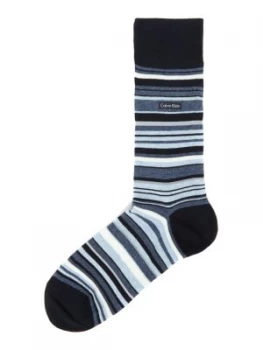 Mens Calvin Klein Barcode Multi Stripe Socks Denim